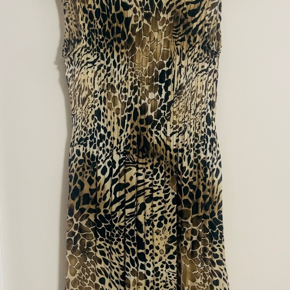Sunny Leigh Animal Print Dress Sz S Sheer Chiffon Pleated Baddie Office Siren - Picture 6 of 13